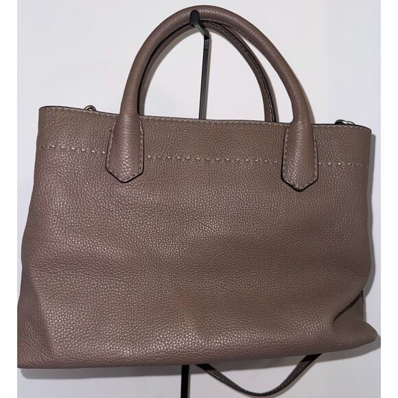 Tory Burch Leather Tote Bag Taupe Top Handle Shoulder Strap Satchel Used - Picture 2 of 9